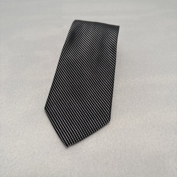 Brooks Brothers 346 Tie Mens Pure Silk Black Gray Checked 3.75" 60" USA Italy - Picture 1 of 7